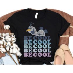 disney frozen 2 olaf be cool colorful word stack t-shirt, olaf portrait shirt, disneyland family party gift 2024, wdw ma