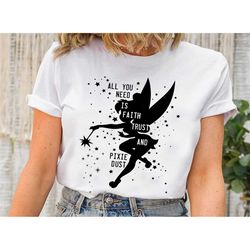 disney peter pan tinker bell pixie dust silhouette t-shirt, disneyland trip family matching outfits shirt, wdw magic kin