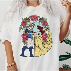 disney beauty and the beast stained glass t-shirt, disney birthday party tee, disneyland trip family matching outfits