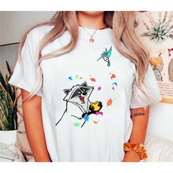 disney pocahontas meeko flit colorful leafs fall t-shirt, disneyland trip family matching outfits shirt, wdw magic kingd