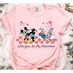 disney mickey and friends will you be my valentine shirt,  valentine's day disney couple matching tee valentine's gift,