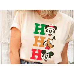 disney mickey pluto and minnie ho ho ho holiday shirt, disneyland xmas matching shirt, walt disney world tee, disney bir