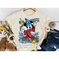disney fantasia sorcerer mickey mouse magic wizard retro shirt, disneyland family vacation  trip  gift shirt, walt disne