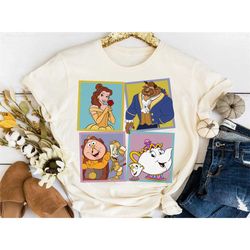 vintage disney beauty and the beast characters retro 90s shirt, belle beast lumiere cogsworth chip mrs. potts,disneyland