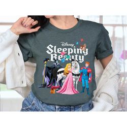 disney sleeping beauty characters t-shirt, aurora, maleficent, flora,fauna and merryweather, prince phillip,disneyland f