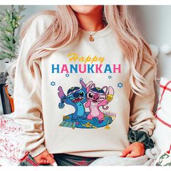 disney lilo and stitch anger happy hanukkah shirt, religious sweat for jewish, hanukkah gift, disneyland family matching
