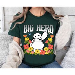 disney pixar big hero floral baymax portrait t-shirt, cute baymax shirt, disneyland trip family matching outfits, magic
