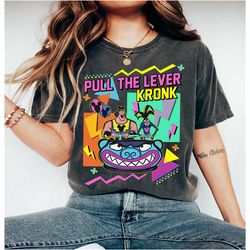 retro 90s yzma and kronk pull the lever t-shirt, the emperor's new groove shirt, disneyland trip family matching outfits