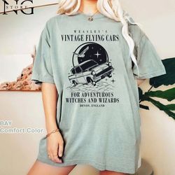 weasley's vintage flying car shirt, potter shirts, universal studios shirt, magical hp gifts, hp shirt, wizard school sh