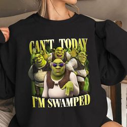 trending shirt can't today i'm swamped shrek and fiona shirt, disney fiona princess gift, shrek face meme sh