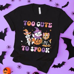 too cute to spook shirt, halloween spooky tee, disney the aristocats halloween shirt, disney cat lovers shirt, funny hal