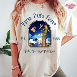 vintage disney peter pan's flight ride shirt, peter pan never grow up, tinker bell wendy flight to neverland, wdw disney