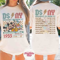 two-sided mickey and friends disneyland opening tour 1955 shirt, disney highway to main street shirt , wdw disneyland fa