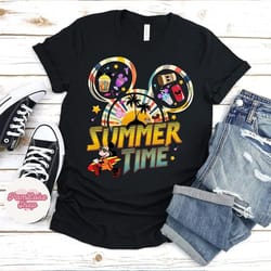 mickey minnie summer time disney snacks drinks shirt, wdw disneyland family summer vacation 2024, disney spring break tr