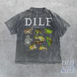 dilf damn i love frogs frog 90s vintage graphic shirt, retro toad tee, nature shirt, 2000s funny frog shirt, unisex adul