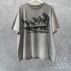 vintage wolves 90s graphic shirt, wolf lovers retro tee, 2000s nature shirt, vintage unisex distressed oversize tee, cut