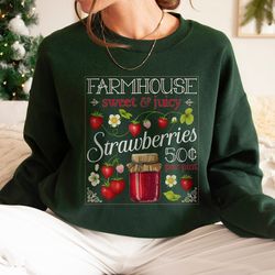 strawberry sweater | cottagecore sweatshirt | strawberry clothes | botanical fruit sweater | strawberry herb plant | str