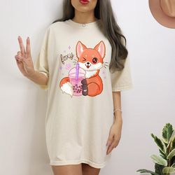 boba tea fox shirt | bubble tea shirt | cute kawaii shirt | anime shirt | kawaii fox lover gift | foxy animal shirt