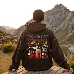 cottagecore hoodie | strawberry clothes | botanical fruit hoodie | strawberry herb plant | strawberry aesthetic