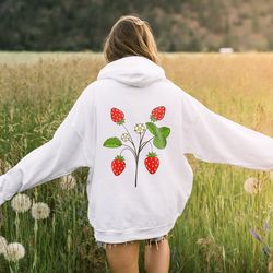 strawberry hoodie | cottagecore hoodie | strawberry clothes | botanical hoodie | strawberry herb plant | strawberry aest