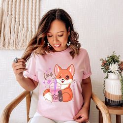 boba tea fox shirt | bubble tea shirt | cute kawaii shirt | anime shirt | foxy animal shirt