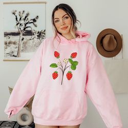 e | cottagecore hoodie | strawberry clothes | botanical hoodie | strawberry herb plant | strawberry aest