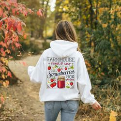 strawberry hoodie | cottagecore hoodie | strawberry clothes | botanical fruit hoodie | strawberry herb plant | strawberr