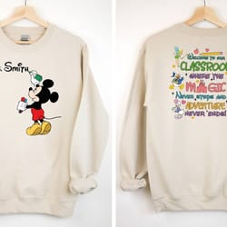 personalized teacher sweatshirt, custom name shirt, teacher hoodie, disney shirt, kindergarten t-shirt, mickey mouse shi