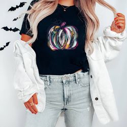 pumpkin t-shirt, watercolor shirts, unique graphic tee, thanksgiving shirt, thankful vibes, gift for her, halloween shir