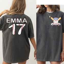 custom baseball name shirt, custom baseball number tshirt, personalized baseball tee for woman, team name baseball crewn
