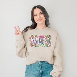 nurse easter sweatshirt easter day sweatshirt retro easter sweatshirt egg easter shirt rabbit shirts cute easter shirts