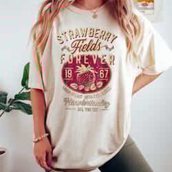 old school band tee, comfort retro band tee, beatle strawberry fields rock band tee, oversized trendy shirts, retro grap