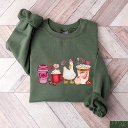 duck valentines day sweatshirt, cupcakes and coffee love valentines day shirt, heart candies tee, chocolate lover valent