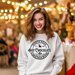 north pole hot chocolate christmas blend shirt, north pole sweatshirt, christmas gift, premium christmas spirit, hot cho
