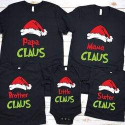 personalized claus shirt, matching family christmas shirts, santa hat shirt, christmas family party, custom christmas te