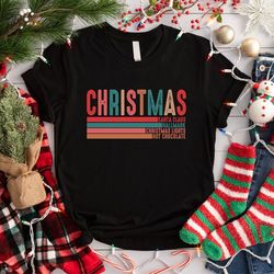 retro christmas shirt, santa claus, hallmark, christmas lights, hot chocolate, trendy xmas shirt, holiday apparel, retro