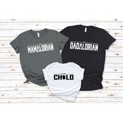 mamalorian dadalorian and the child shirt, mandalorian family shirt, the mandolorian tshirt,  daddy daughter shirt, moth