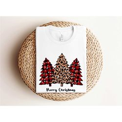 leopard print christmas tree shirt, christmas family matching shirt, christmas party shirt, christmastree shirt, merry c