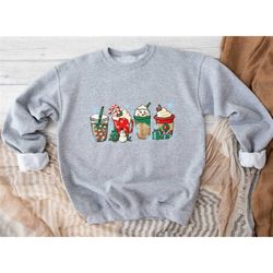 christmas coffee sweatshirt, christmas hot chocolate hoodie, women holiday sweater, xmas coffee sweatshirt, coffee lover