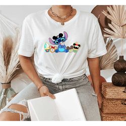 stitch disney snacks shirt, stitch and mickey shirt, lilo & stitch tee, disneyland shirts, stitch magic balloons ,kids d