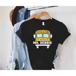 custom school bus shirt, personalization transportation shirt, first day of school shirt, school bus gift with name, bus