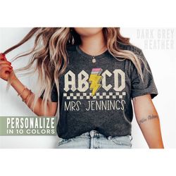 custom teacher shirt retro abcd teacher name shirts for back to school teacher appreciation gift customized name teacher