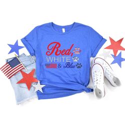 red white & blue usa flag dog paw shirt, patriotic dog owner shirt, 4th of july shirt, dog paw flag tee, american dog sh