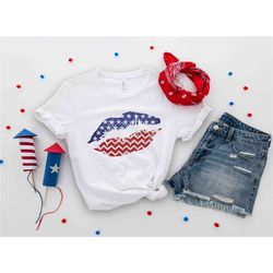 american flag lips shirt, patriotic lips shirt, usa lips shirt, american flag kiss shirt, usa shirt, women 4th of july s