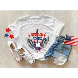 freedom rocks usa guitar shirt, rock music shirt, rock and roll dad shirt, rock & roll t-shirt, guitar shirt, music gift