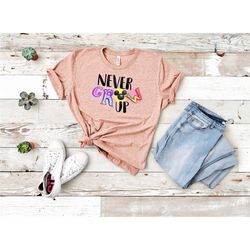 never grow up tshirt, mickey mouse tshirt, disney ear tshirt, disney shirt, first disneyworld shirt, disneyland shirt, d