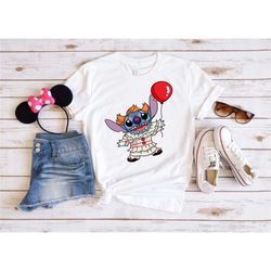 stitch pennywise shirt, stitch balloon, disney stitch, lilo and stitch shirt, disney family trip shirts, family shirts,