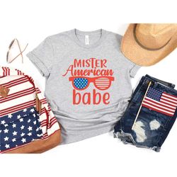 mister american babe sunglasses shirt, 4th of july kids shirt, independence shirt, memorial day, patriotic toddler shirt