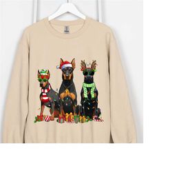 christmas doberman sweatshirt,doberman christmas shirt, log lover gift,christmas crewneck, holiday sweater,doberman dog