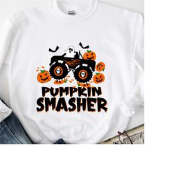 pumpkin smasher shirt,halloween monster truck kids shirt,funny boys fall graphic tee,pumpkin patch shirts for toddlers